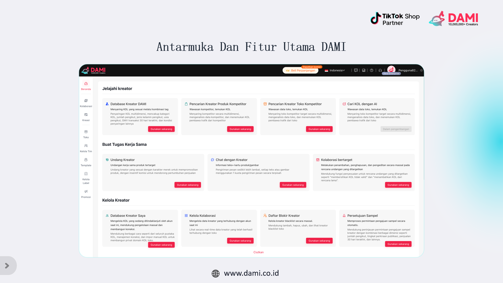 DAMI: Membantu Penjual Lintas Border TK Mengelola Kreator Global Secara Efisien