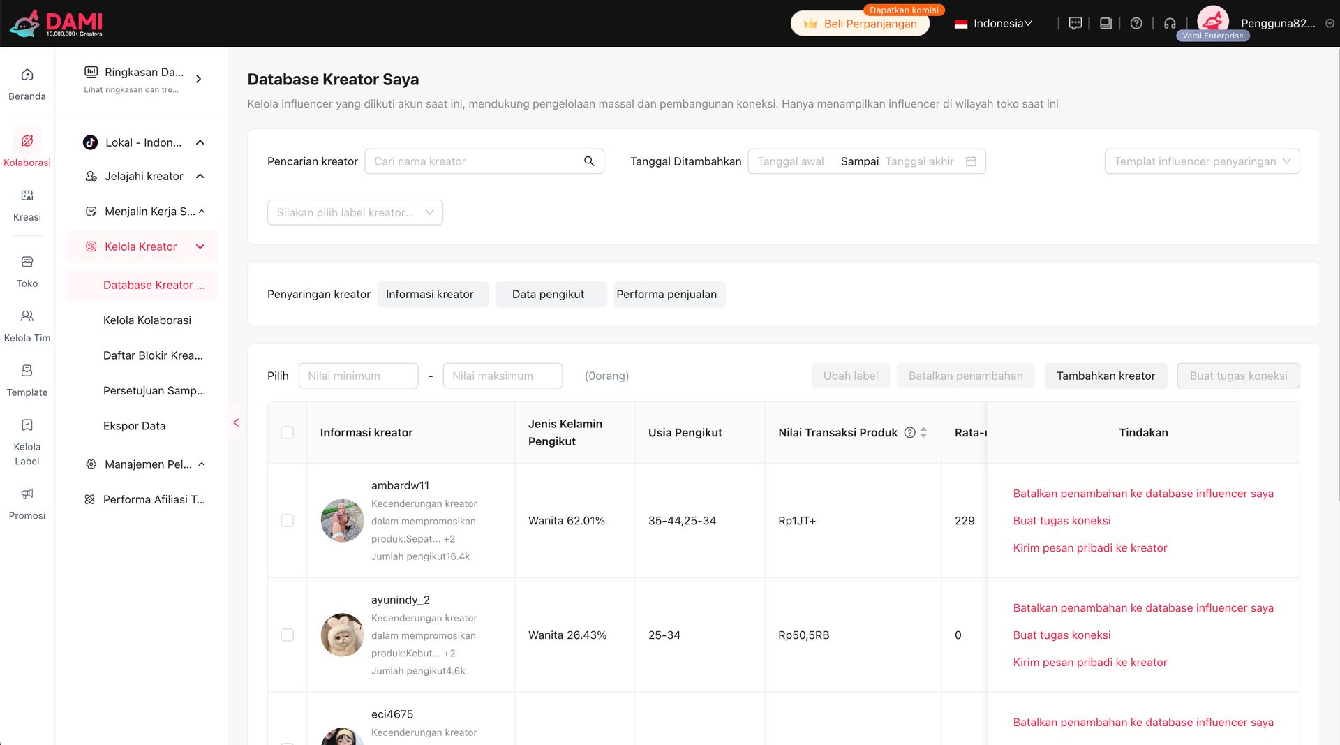 DAMI Creator Database: Building Exclusive Creator Assets