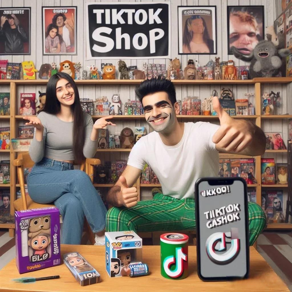 Display produk TikTok Shop dengan dua orang kreator